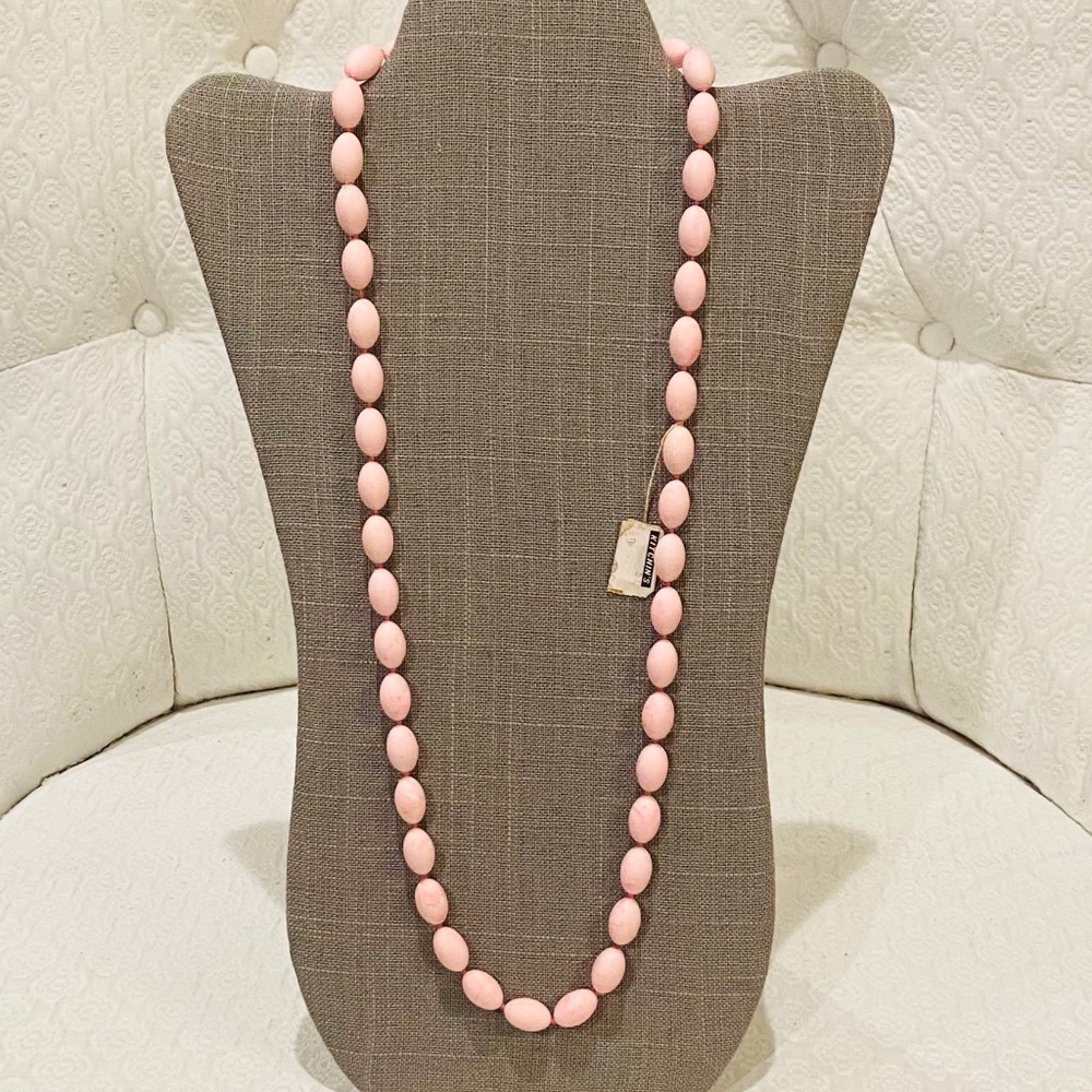 S8-BUNDLE ONLY-Vintage Pink Beaded Necklace w/Original Tag - Picture 1 of 5